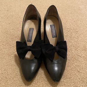 Vintage Prestige Black Heels With Bow Size 7.5